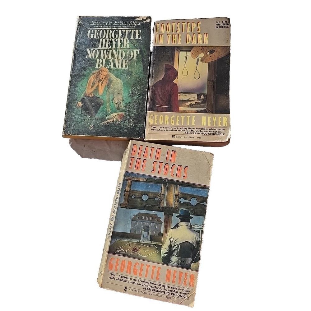 Lot of 3 Vintage Georgette Heyer Mystery Crime Detective Fiction Paperback Books